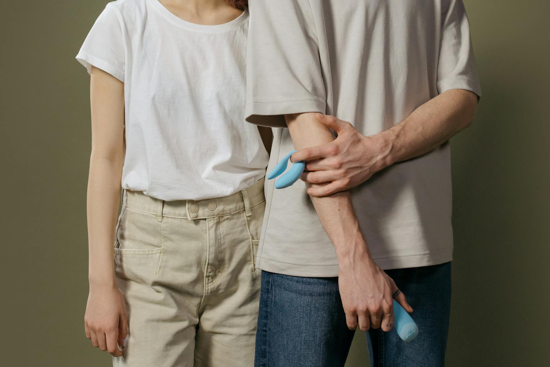 A couple standing close together in modern intimacy, symbolizing reconnection and body presence.